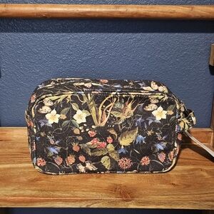 Floral Black Cosmetic Bag